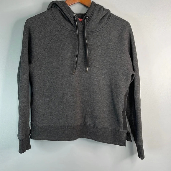 CALVIN KLEIN Performance Logo Crop Hoodie Sweatshirt Charcoal Grey Graphic M - Picture 10 of 10